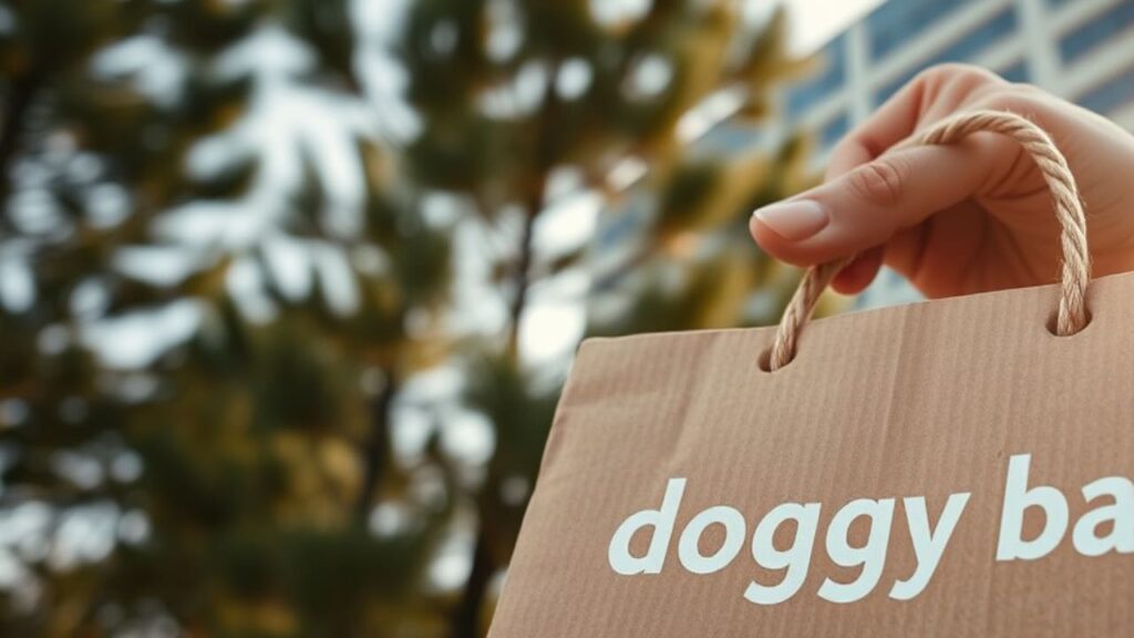 Cliente riceve doggy bag personalizzata dopo pranzo al ristorante